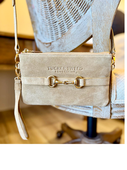 Tucker Tweed Wellington Wristlet Palomino Suede Edition