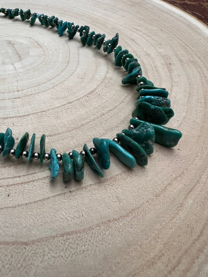 Turquoise with 3 mm Sterling Silver Pearls - 18 inch