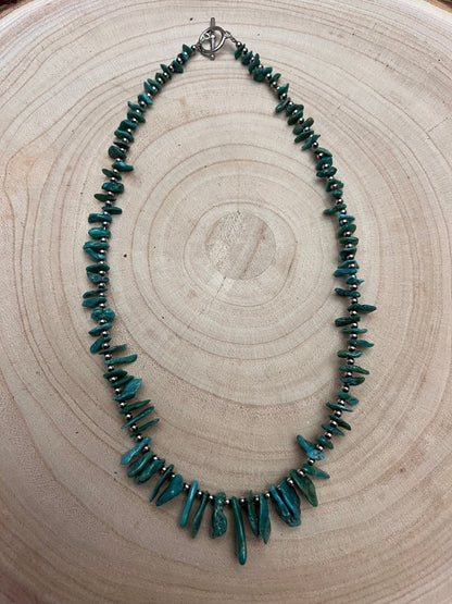 Turquoise with 3 mm Sterling Silver Pearls - 18 inch