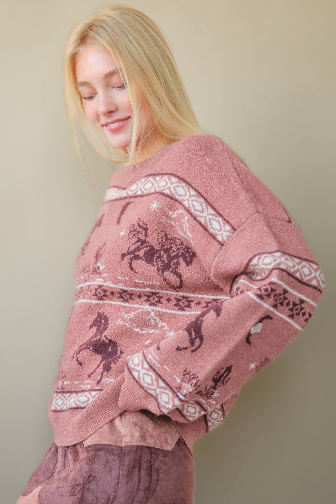 Western Express Knit Sweater - Taupe or Mauve