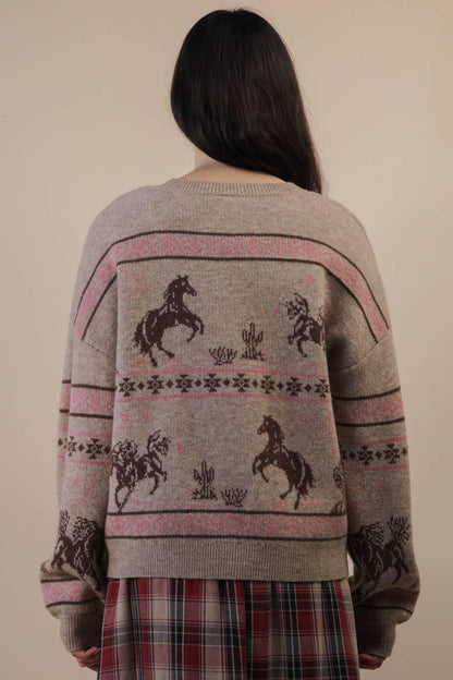 Western Express Knit Sweater - Taupe or Mauve