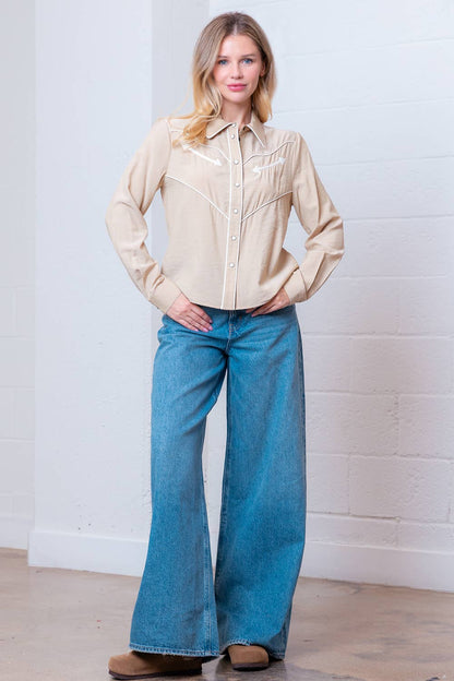 Western Vintage Button Down Blouse