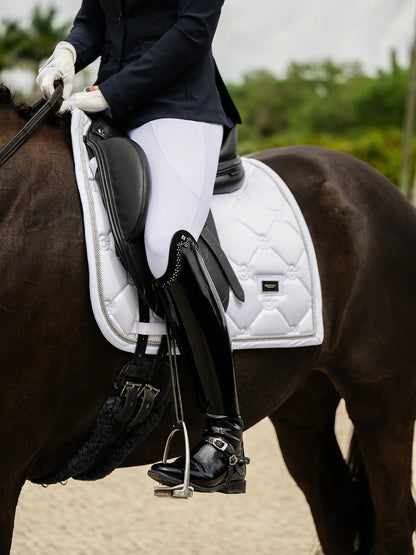 Equestrian Stockholm Dressage Saddle Pad White Perfection Silver - Full